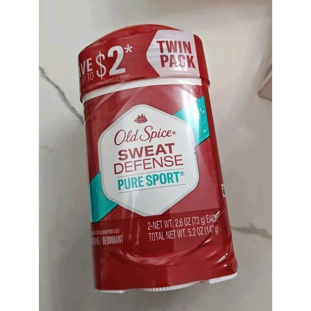 Old‎ Spice Antiperspirant Deodorant Pure Sport Soft Solid 2.6 x 2 Sweat Defense